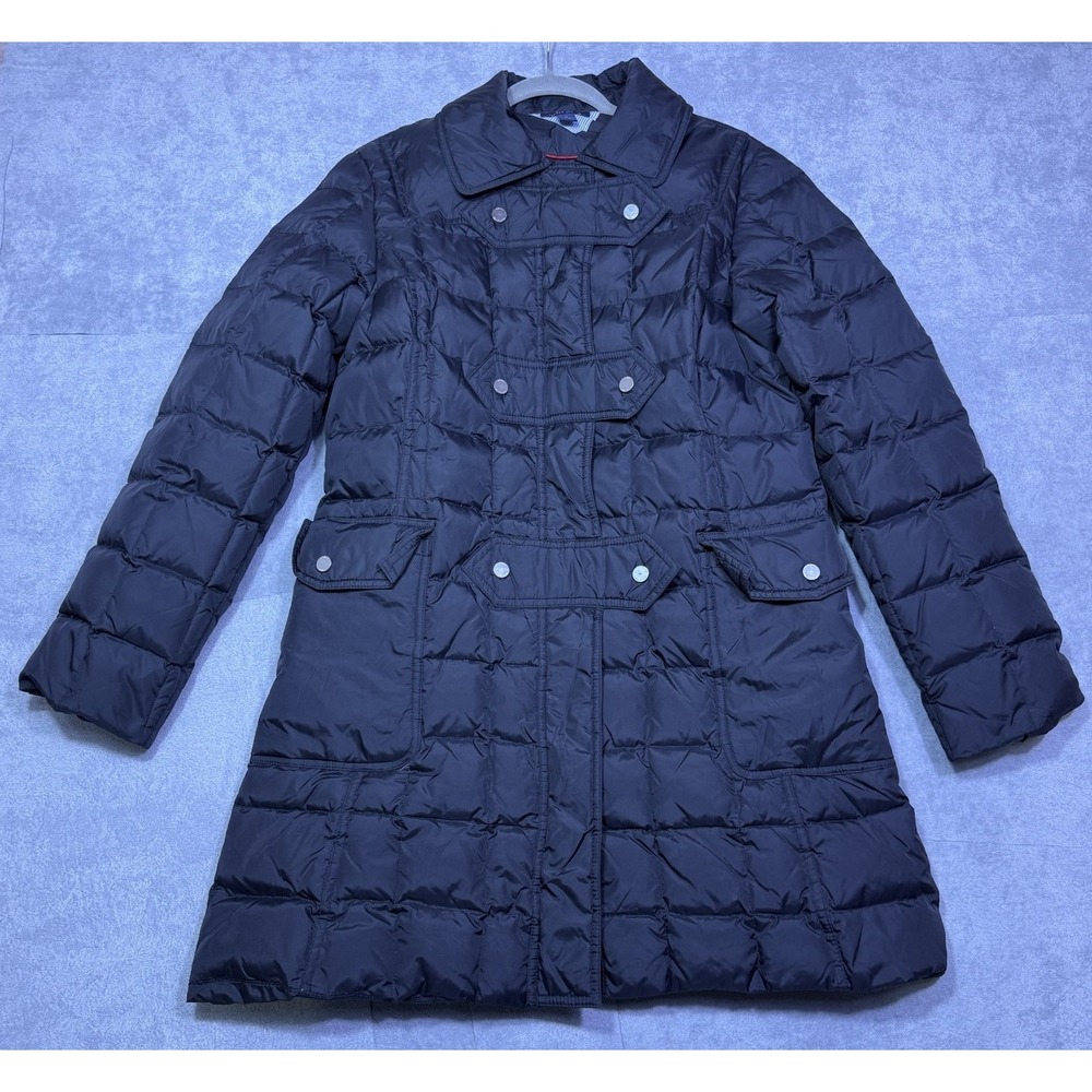 Tommy Hilfiger Jacket Womens M Black Down Puffer Insulated Full Zip Snap